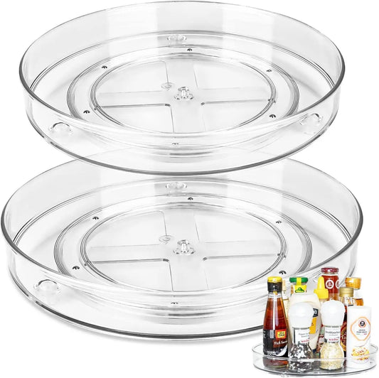 Lazy Susan OmniView™ Crystal Clear 360° – Ultra-Transparent Rotating Organizer.                                 ¥€$X21©️myshopifystore