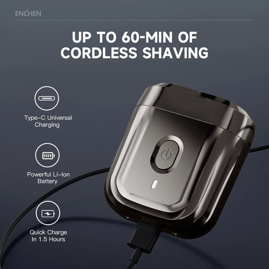 ENCHEN Mini6 Portable Electric Shaver Travel Razor 💯% Waterproof Magnetic Head Featuring 2-direction flex heads and a high-speed motor, it delivers a smooth, clean shave in a compact form factor that fits perfectly in your pocket, gym bag, or carry-on. ¥